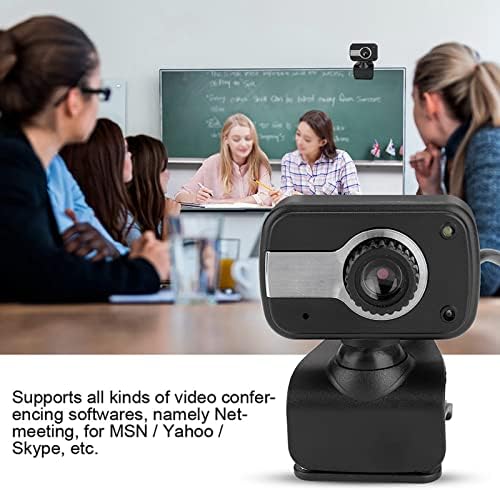 Webcam with Microphone, 640 x 480/0.3Mp USB Camera with Clamp Mount Support 360° Rotation and 30° Vertical Adjustment Suitable for Desktop PC Laptop