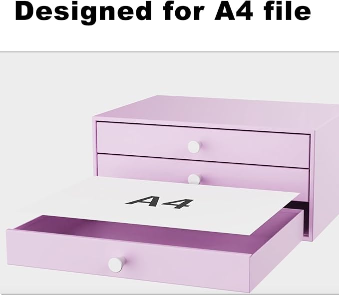 Svartur Metal Desk Top Drawers, Small Table Organizer with 3-Drawer Storage Organizer for A4 File, Desk File Storage Organization for Office, Home, No Assembly Required, Black