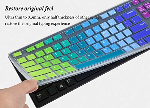 Keyboard Cover Skin for Dell KM636 Wireless/KB216 KB216p KB216d Wired Keyboard/Dell Optiplex 5250 3050 3240 5460 7450 7050,Dell Inspiron AIO 3475/3670/3477 All-in one Desktop Keyboard Skin-Rainbow