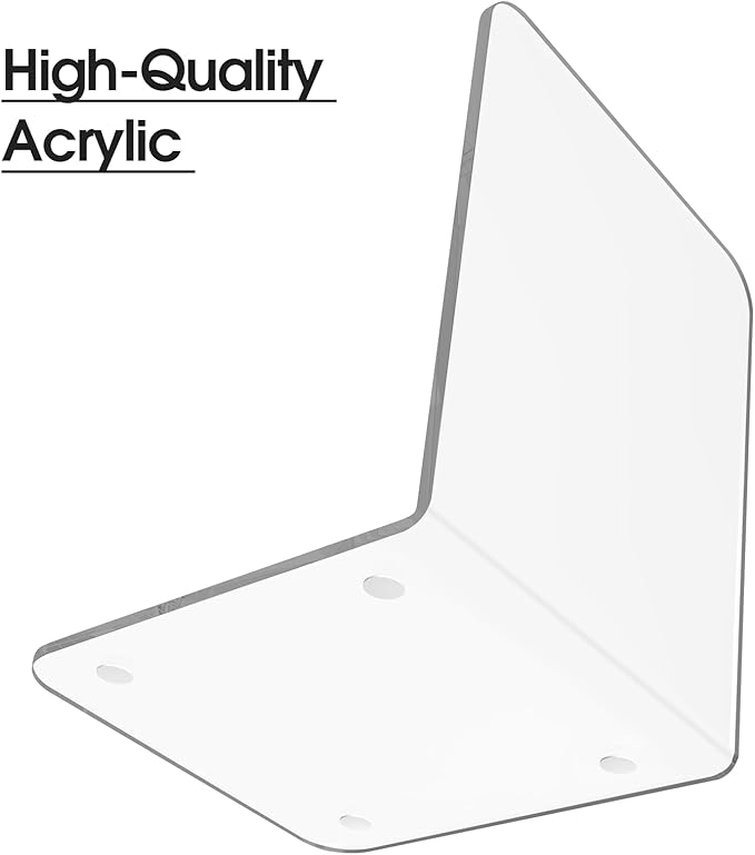 MaxGear Acrylic Bookends - Clear Decorative Heavy Duty Non-Skid Book Stoppers (6 Pieces, Large)