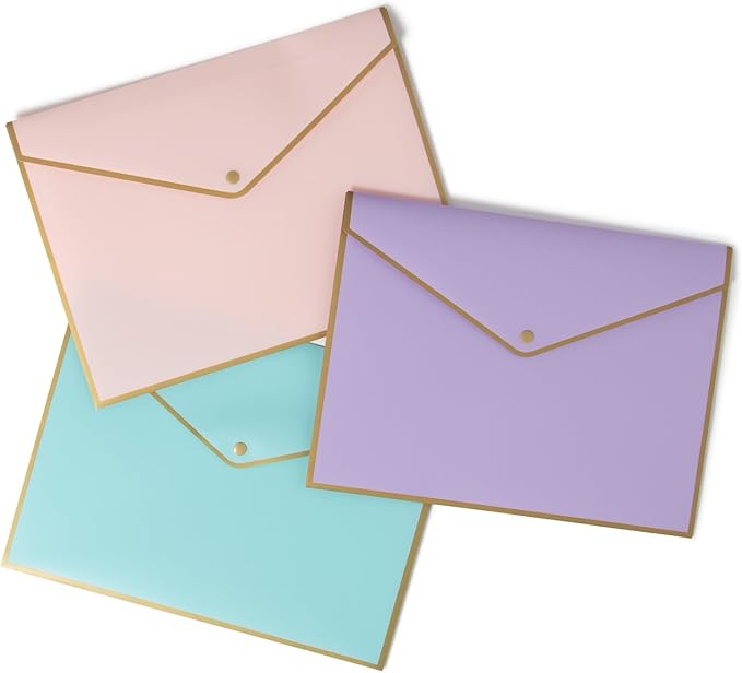 U Brands® Polypropylene Document Holders, 1/2" Expansion, Letter Size, Assorted Pastels, Pack Of 3 Holders