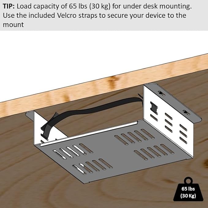 AEONS Under Desk Computer Mount | Laptop PC Mount | Wall Mount for Small Mini Form Factor Case | Desk Holder Shelf Drawer 14" x 4" x 11"