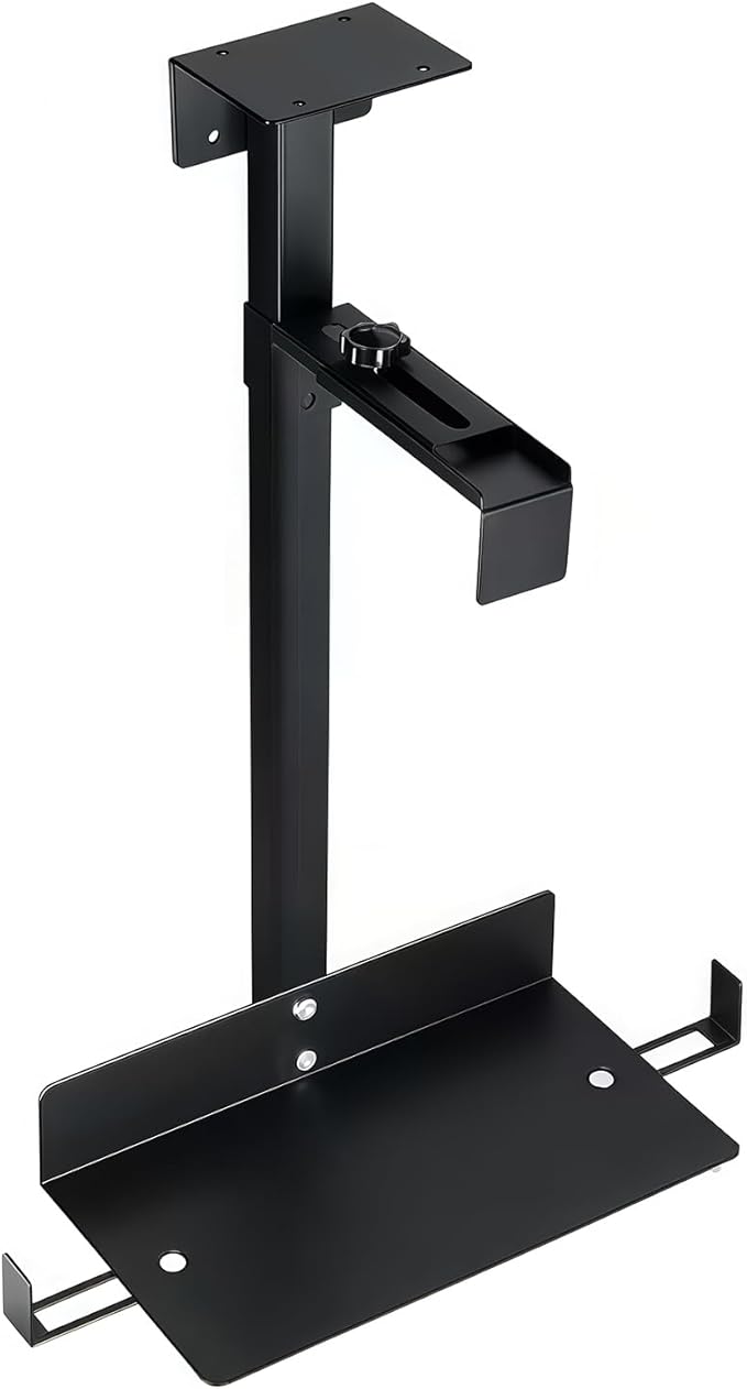 Under Desk Leg PC Mount,Adjustable Height and Width,CPU Holder Under Desk Table Beam PC Mount Bracket Computer Tower Wall and Under Counter Holder
