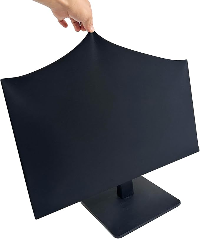 DEEP DEER Universal Monitor Dust Cover - Elastic Waterproof Fabric, Fits 19 21 22 23 27 Inch computer Screens, Dustproof, Water-Resistant, Pet Hair Protection, Elastic Cord , Sleek All-Black Design
