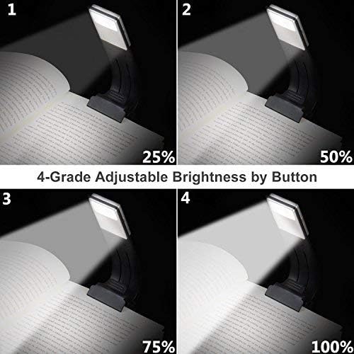 Book Light, LED Reading Lamp USB Rechargeable Flexible Night Light 4 Level Brightness 360°Adjustable Clip on Work/Desk/Bed Lights for Amazon Kindle/eBook Reader/Book/iPad