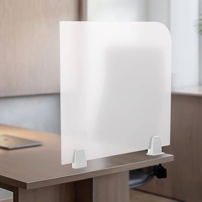 Desk Privacy Panel, Desk Divider, Desks Partition, Frosted Acrylic Desktop Privacy Panel with Stable C-Clamp for Home Office School Retail Clinic (1Pcs, 17 * 18 * 2in)