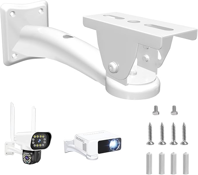Drsn Mini Projector Wall Mount Bracket, Universal 360° Rotation, 7.8in Adjustable Arm, for CCTV Security Camera, Webcam, Small Projector (White, 11 lbs)