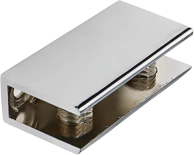 LC LICTOP Rectangular Glass Shelf Brackets, Zinc Alloy Clamp Holder for 6-10mm Glass Shelves, Wall Mount Shower & Floating Shelf Brackets, 2.09x1.06 Inch, Fit for 0.3-0.39 Inch Thick, 8Pcs