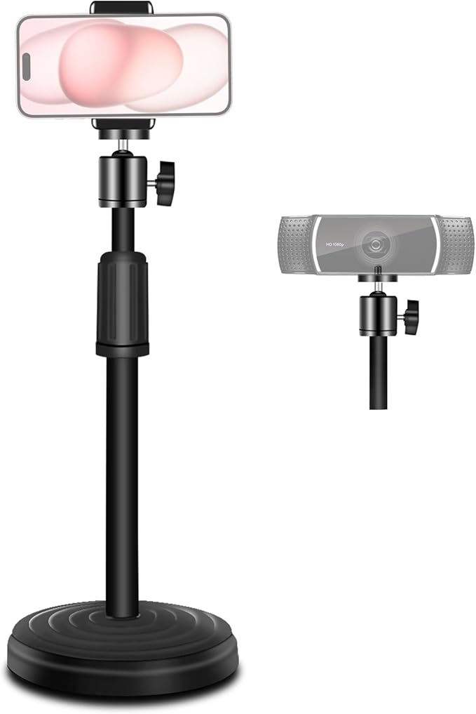 Webcam Stand, 12.6 Inch Web Cam Stand for Desk, Adjustable Webcam Mount Camera Stand for Logitech Webcam C922 C930e C920S C920 C615 C960 C920x BRIO 4K NexiGo N60, Phones, Cameras