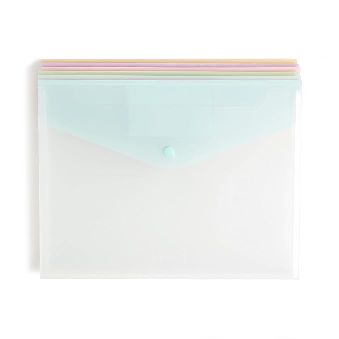 Smead Poly Document Holders, Snap Closure, Side Load, Letter Size, Pastel Colors, 6 per Pack (89688)