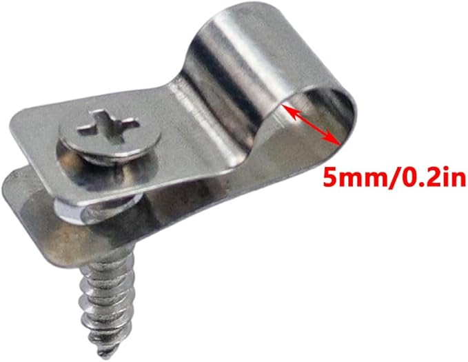 Antrader R-Type Cable Clips Cable Clamp,5mm/0.2" 304 Stainless Steel Cable Management Cord Organizer Cable Fastener Wire Clamp with Screws,100Pcs