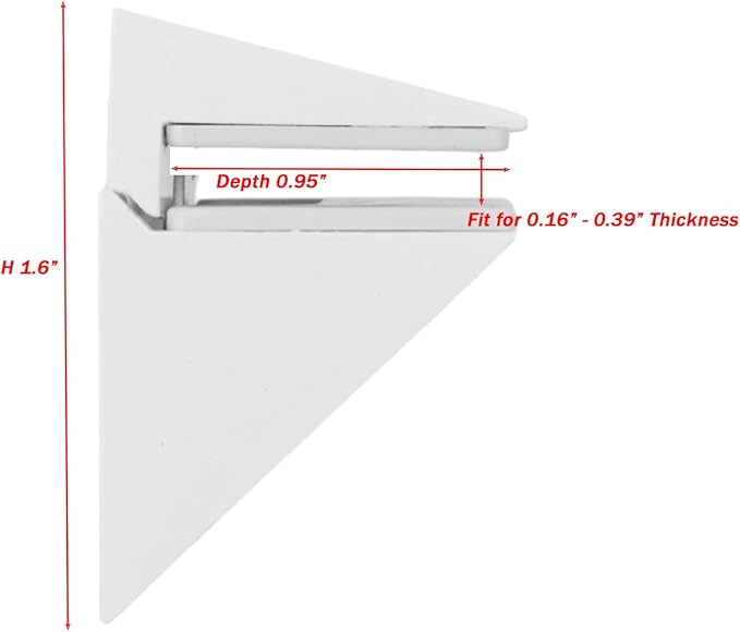 Adjustable Shelf Bracket, Zinc Alloy Wall Mount for Wood & Glass Shelves, for 0.16-0.39 Inch Thick, Floating Shelf Support, 2Pcs White, Glass Panel Holder