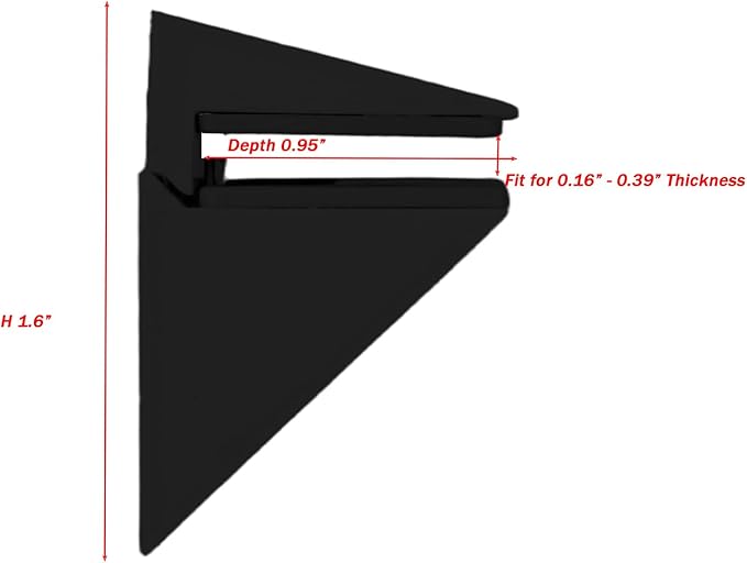 Adjustable Shelf Bracket, Zinc Alloy Wall Mount for Wood & Glass Shelves, for 0.16-0.39 Inch Thick, Floating Shelf Support, 2Pcs Black, Glass Panel Holder