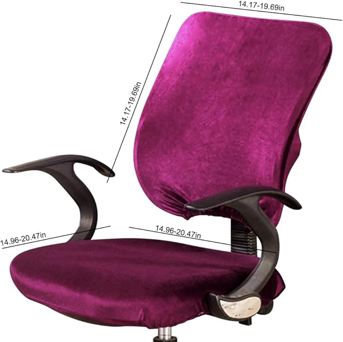 VIOKKO Stretch Spandex Velvet Computer Office Chair Covers, Removable Washable Universal Chair Slipcovers for Hotel Home Bar Wedding Party Decor (Chair Seat Cover + Backrest Cover)
