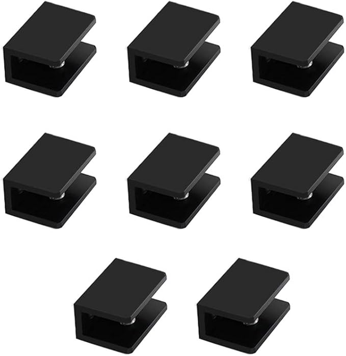 Kyien Pack of 8 Aluminum Alloy Square Glass Shelf Clamp Clip Holder Support Bracket (B: Suitable for 5-8 mm Thick Glass)