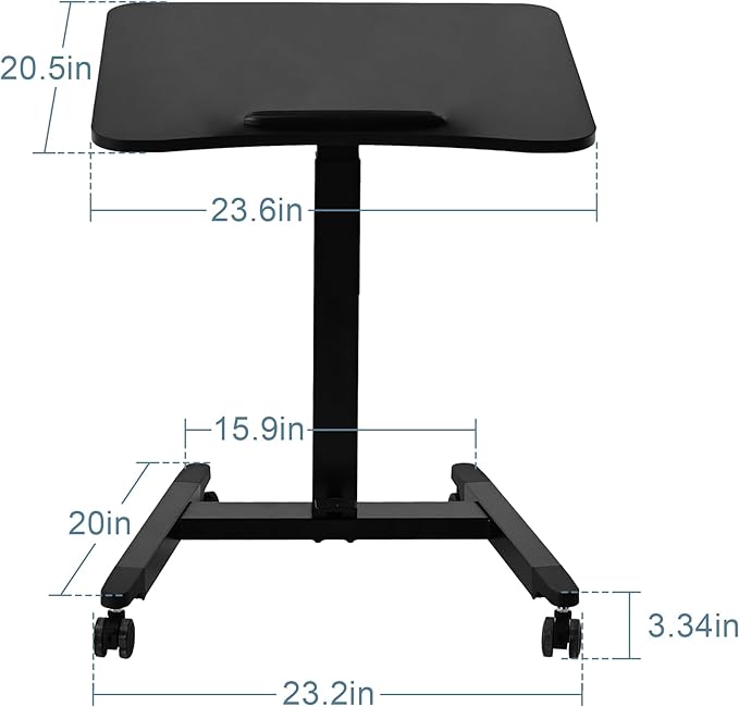 Fromann Mobile Standing Podium Desk Laptop Sit to Stand Height Adjustable Workstation with Wheels,Gas Spring Lift Mechanism Desk (Black)