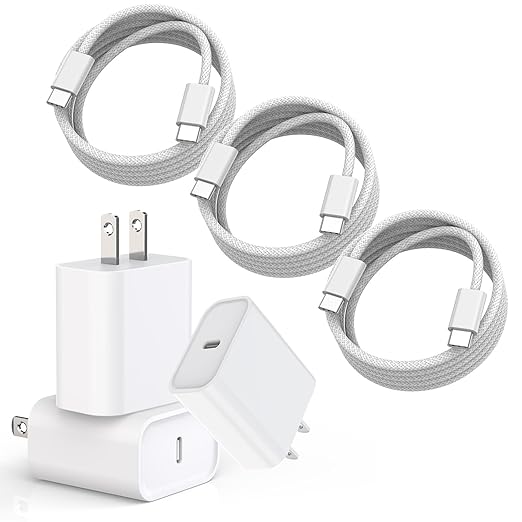 iPhone 17 16 Fast Charger,40W 3Pack iPhone 17 Charger Fast Charging Block USB C Chargers with Braided USB C to C Cable for iPhone Air/17/17 Pro/17 Pro Max/16 Pro Max/16 Plus/16e/15/15 Pro Max,iPad Air