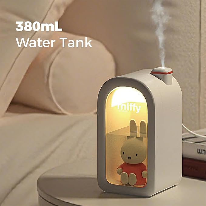 Mipow X Miffy Cool Mist Humidifier - Ultrasonic Quiet Humidifier, Mini Cute Humidifier with Night Light, 380ml for Bedroom, App-Controlled RGB Light (2.0 Plus-Version) - Pink