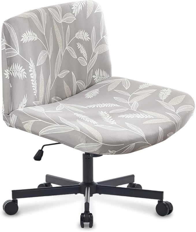 Levoberg Armless Criss Cross Office Desk Chair Cover Slipcovers Printed Vanity Desk Chair Covers Armless Cross Legged Wide Chair Covers Accent Mid Back Wide Swivel Task Chair Protector #14