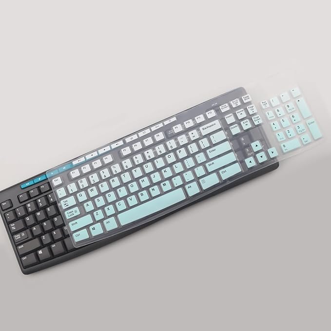 Keyboard Cover Skin Protector for Logitech MK295 MK275 MK270 Wireless Keyboard, Logitech K200 K260 K270 K275 K295 MK200 MK260 Ultra Thin Desktop PC Silicone Keyboard Cover US Layout-MintGreen