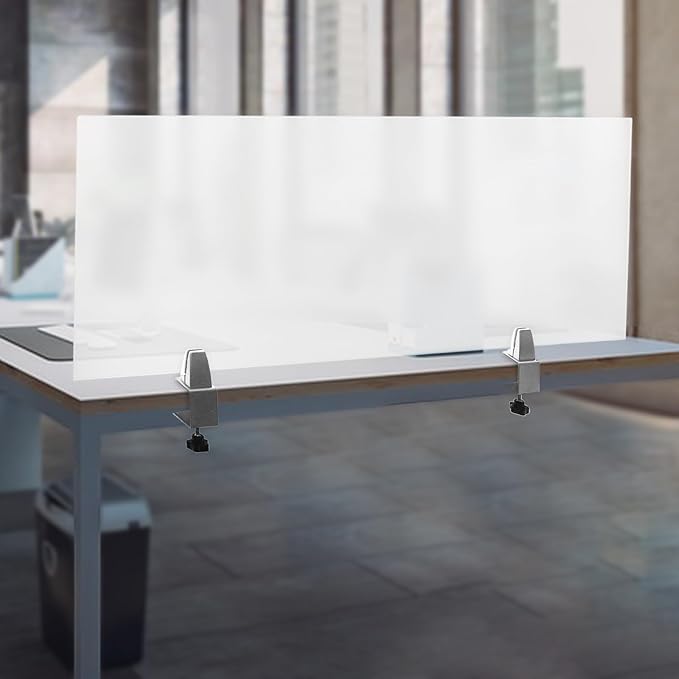 Desk Privacy Panel, Desk Divider, Desks Partition, Frosted Acrylic Desktop Privacy Panel with Stable C-Clamp for Home Office School Retail Clinic (1Pcs, 47 * 18 * 2in)
