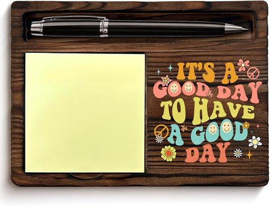 Motivational Sticky Note Holder Inspirational Gifts for Women, It's a Good Day to Have a Good Day Post It Note Dispenser for Home Office Desk Decor