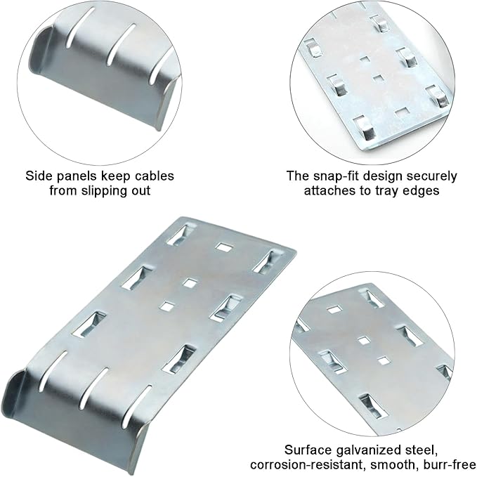 4Pcs Wire Mesh Cable Tray Cable Guider, 90mm Wide Waterfall Shape Metal Cables Guider for Tray Dividing & Cable Routing