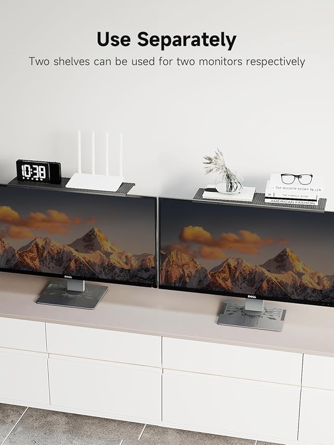 Bracwiser No Drill TV Top Shelf 16.7 inch Wide Monitor Top Mounting Bracket Platform Holds Speaker, AV Receiver, Media Box, Game Console and More, 2 Packs (CS106XM-2)