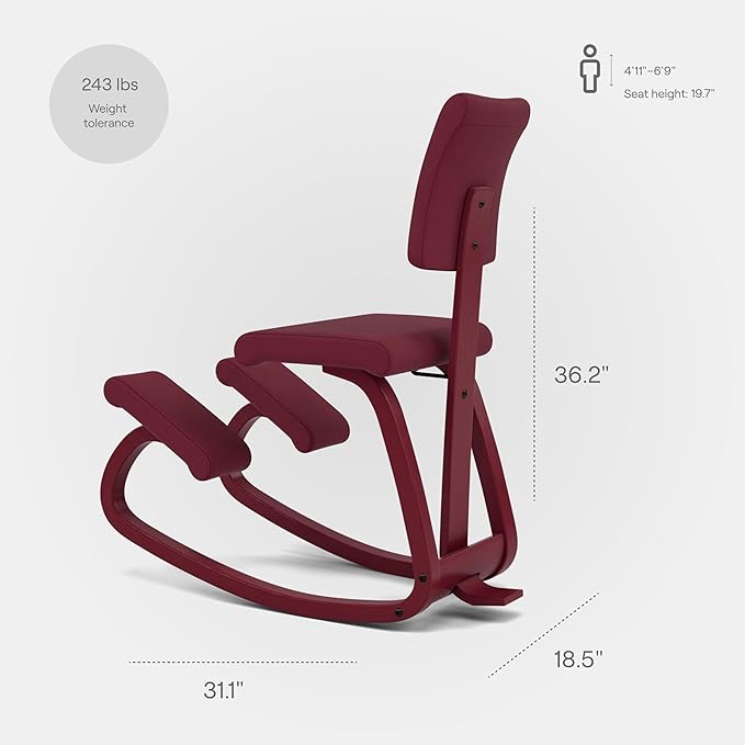 Varier Variable Plus Ergonomic Kneeling Chair with Backrest Monochrome Plum| Active Sitting Posture Support Home Office Desk Chair | 10 Year Guarantee