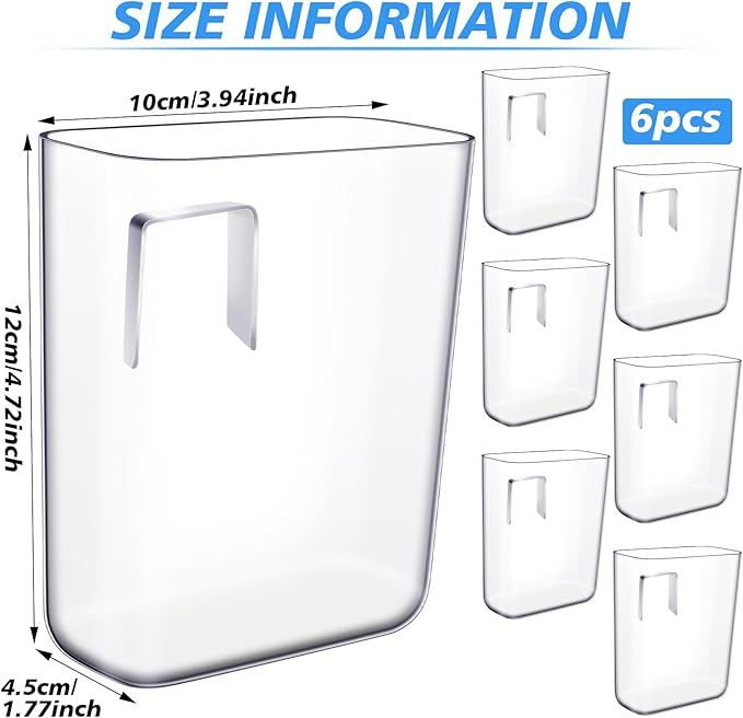Suzile 6 Pack Wall Mount Organizer Acrylic File Holder Adhesive Cabinet Door Organizer Wall Mounted Storage Box for Office Kitchen Bathroom Bedroom Garage Craft Room Collection(Small)