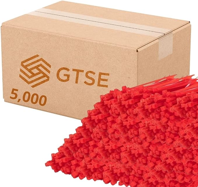 GTSE 4 Inch Red Zip Ties, 5,000 Bulk Pack, 18lb Strength, UV Resistant Small Nylon Cable Ties, Self-Locking 4" Tie Wraps