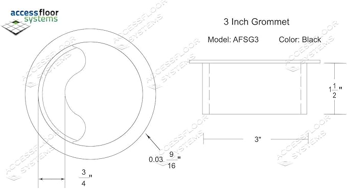 Heavy Duty Floor Grommet w/Cover 3 Inch | Black ABS Plastic Grommet for Cable Organization | Great to Organize Cables | Easy Installation