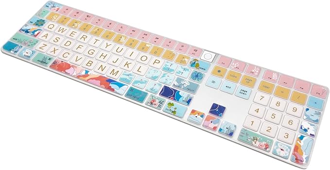 Keyboard Cover Skin for 2021 New Apple iMac Magic Keyboard (Model: A2520) with Numeric Keypad and Touch ID, Cute Printing Silicone Keyboard Protector, Litter Flowers