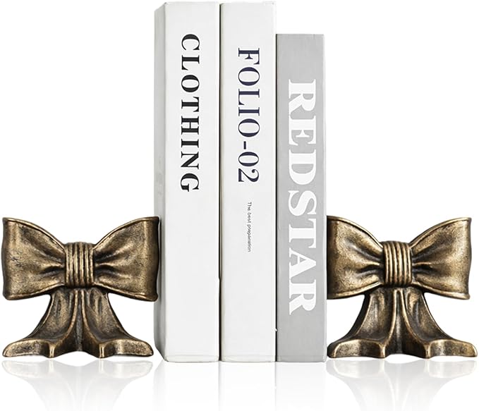 Metal Bookends Set of 2, Heavy Duty Book Ends for Heavy Books, Autumn Copper Decorative Bookends for Shelves Desk Office Home Decor