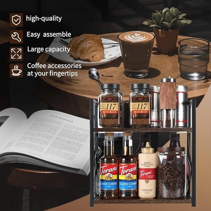 Office Desk Shelf Organizer, Wood Desktop Bookshelf Supplies Storage Rack, Shelf for Top of Desk and Dresser and Cubicle Decor Aesthetic Bookshelf (Brown, Small 12.9" Lx6.3 Wx10.2 H)