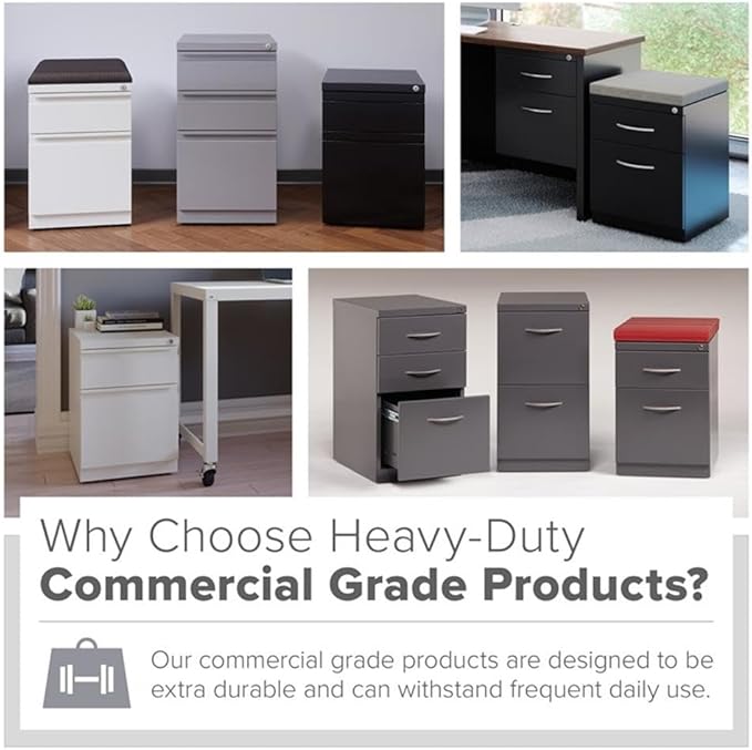 Hirsh 23-in Deep Mobile Metal Pedestal 3-Drawer Box/Box/File Black