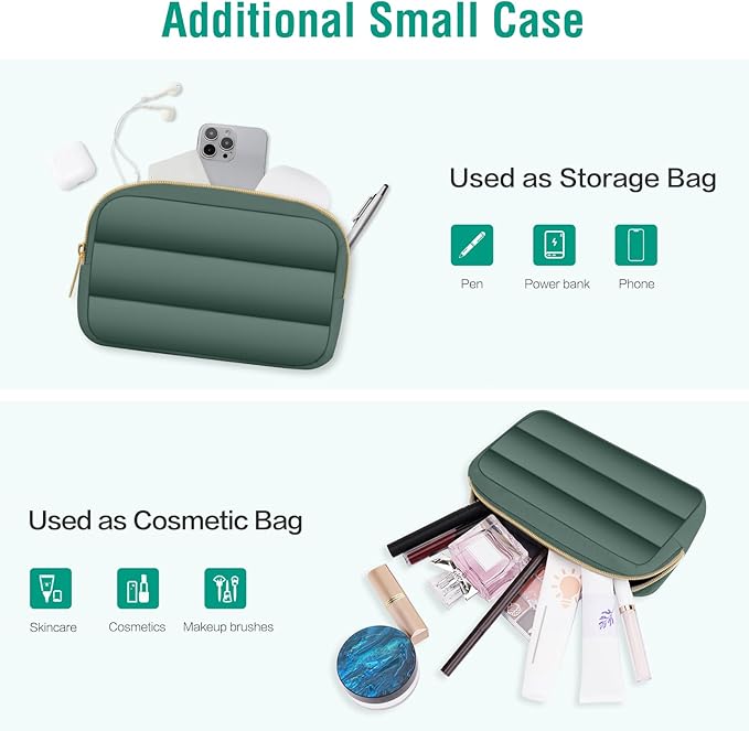 MOSISO Laptop Case 16 inch, 15-15.6 inch Puffy Laptop Sleeve Compatible with MacBook Pro 16 M5 M4 M3 M2 M1, HP Dell ASUS Acer Toshiba Lenovo, Polyester Horizontal Bag with Small Case, Emerald Green