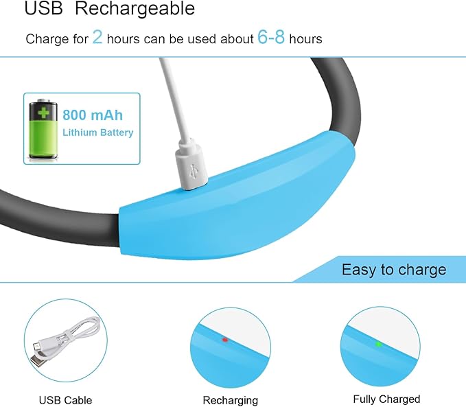 Book Light, Neck Reading Light, USB Rechargeable, Hands Free, 4 Super Bright LED Bulbs, 3 Adjustable Brightness, Best for Reading in Bed, Knitting, Walking, Jogging, Mending in Night (Blue)