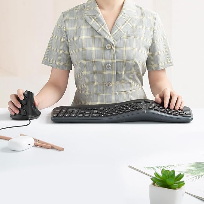 DELUX Wired Ergonomic Vertical Mouse, Vertical Mouse for Medium Hands, Removable Wrist Rest, Silent Click Ergo Mouse, Up to 4200 DPI, 6 Programmable Buttons, Compatible with Laptop/PC (M618XU-Black)
