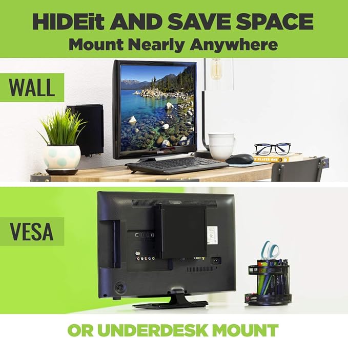 HIDEit Mounts Dell OptiPlex Micro Mount – Steel VESA Wall & Under Desk Mount for Dell PCs | Compatible with 7040, 7050, 7060, 7070, 9020, 3020, 3040, 3046, 3050, 3060, 3070, 5050, 5060 Micro