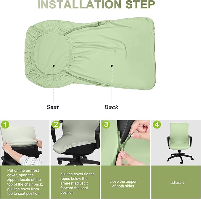 Tallew Office Chair Cover Stretchable Computer Universal Chair Seat Covers Removable Desk Chairs Slipcovers Washable Office Cushion Backrest for Rotating(Green)