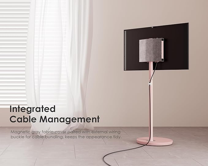 FITUEYES Design Small Rolling TV Cart for 24-48 Inches Television, Minimalist Modern TV Floor Stand on Wheels Fits Max VESA 200x200mm, V2 Portable Smart Television Stands, Pink, Master Series