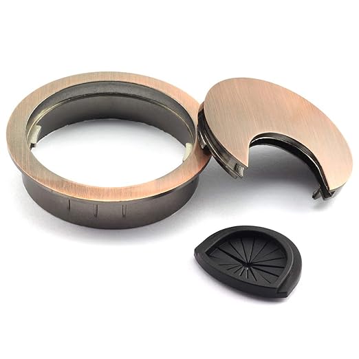 HJ Garden 1pc 2 inch (50mm) Metal Desk Grommets for Managing and Hiding Wire Cord Cable Hole Cover Office PC Desk Cable Cord Organizer Zinc Alloy Cover Copper Red
