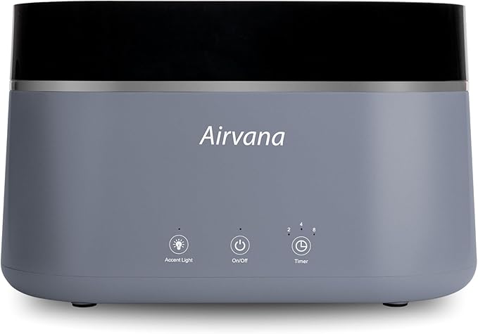 AquaFlame Ultrasonic Humidifier (.75L / .20 Gal) - Vibration Technology Humidifier with Essential Oil Diffuser – Tabletop Design for Personal Use, Dorm Rooms, & Desks -Gray
