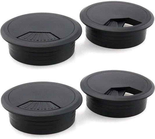 4pcs Office PC Desk Cable Cord Wire Organizer Black Desk Grommet Adjustable Cord Cover 2 Inch Cable Grommets Hole Cover