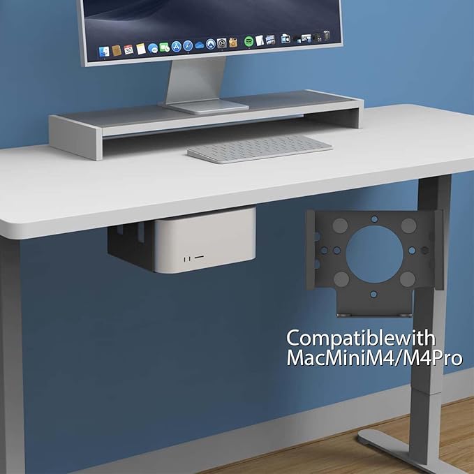 Mount for Mac mini, FRIVASTIC Under Desk Mini Pc Mount, Computer Holder, Under Desk or Behind The Monitor, Heavy-Duty Steel Bracket, Anti-Scratch Padding, Space-Saving Design