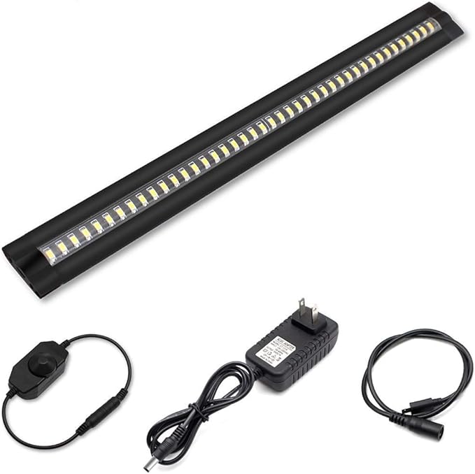 inShareplus 13inch LED Under Cabinet Lighting, Dimmable Light, Warm White 4500K, CRI90+, 450Lumens, DC 12V Ultra Thin Under Counter Kitchen Lights for Kitchen, Shelf, Cupboard, Black, 1 Pack