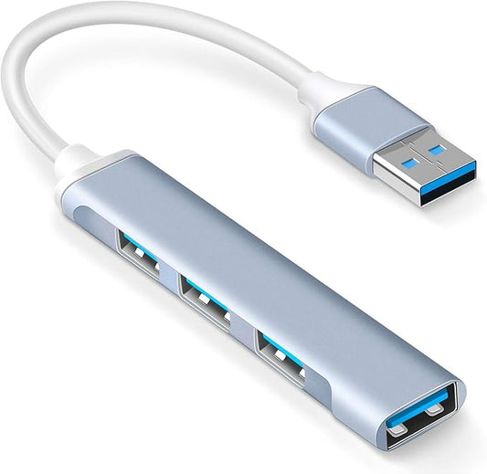 4-Port USB Hub Port Splitter: USB Port Expander - USB 3.0 Hub USB Dongle Multiport for Office Laptop PC Dell HP - Aluminum Alloy