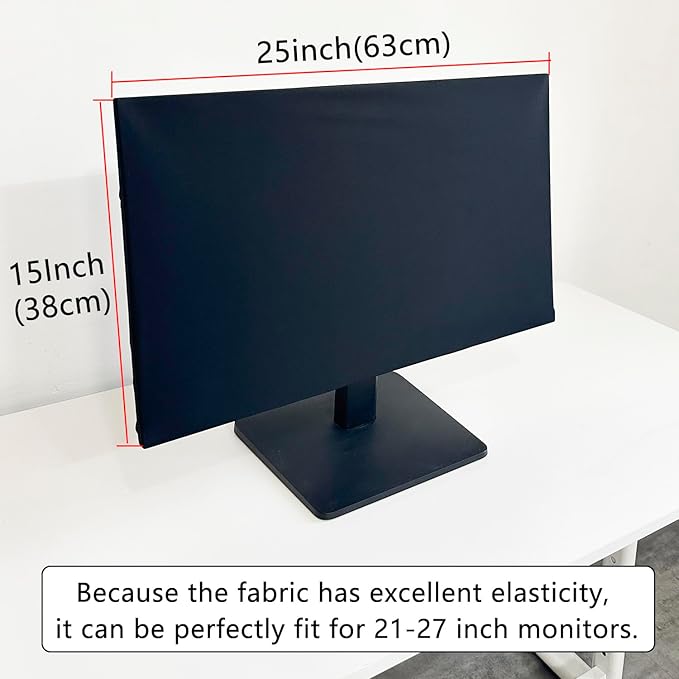 DEEP DEER Universal Monitor Dust Cover - Elastic Waterproof Fabric, Fits 19 21 22 23 27 Inch computer Screens, Dustproof, Water-Resistant, Pet Hair Protection, Elastic Cord , Sleek All-Black Design