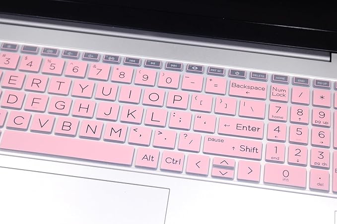 Keyboard Skin Compatible for 15.6" HP Laptop 15-fc 15-fd 15z-fc, HP Pavilion 15 15-eg/eh/er 15t-eg200/eg300 15z-eh300, HP Pavilion 17z 17z-cp000 17z-ca200 17-cn 17-cp (Large Letters, Pink)